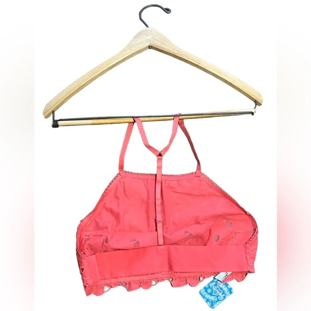 FREE PEOPLE Intimately June High Neck bralette Kiss Kiss coral Medium NWT - Picture 6 of 13